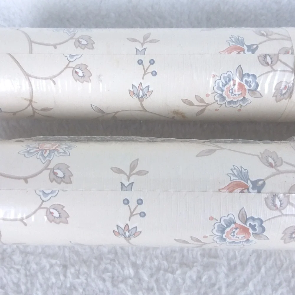 Borden Home Wallpaper Double Roll Bolt Vinyl Coated Floral Pattern WC775 Vintage